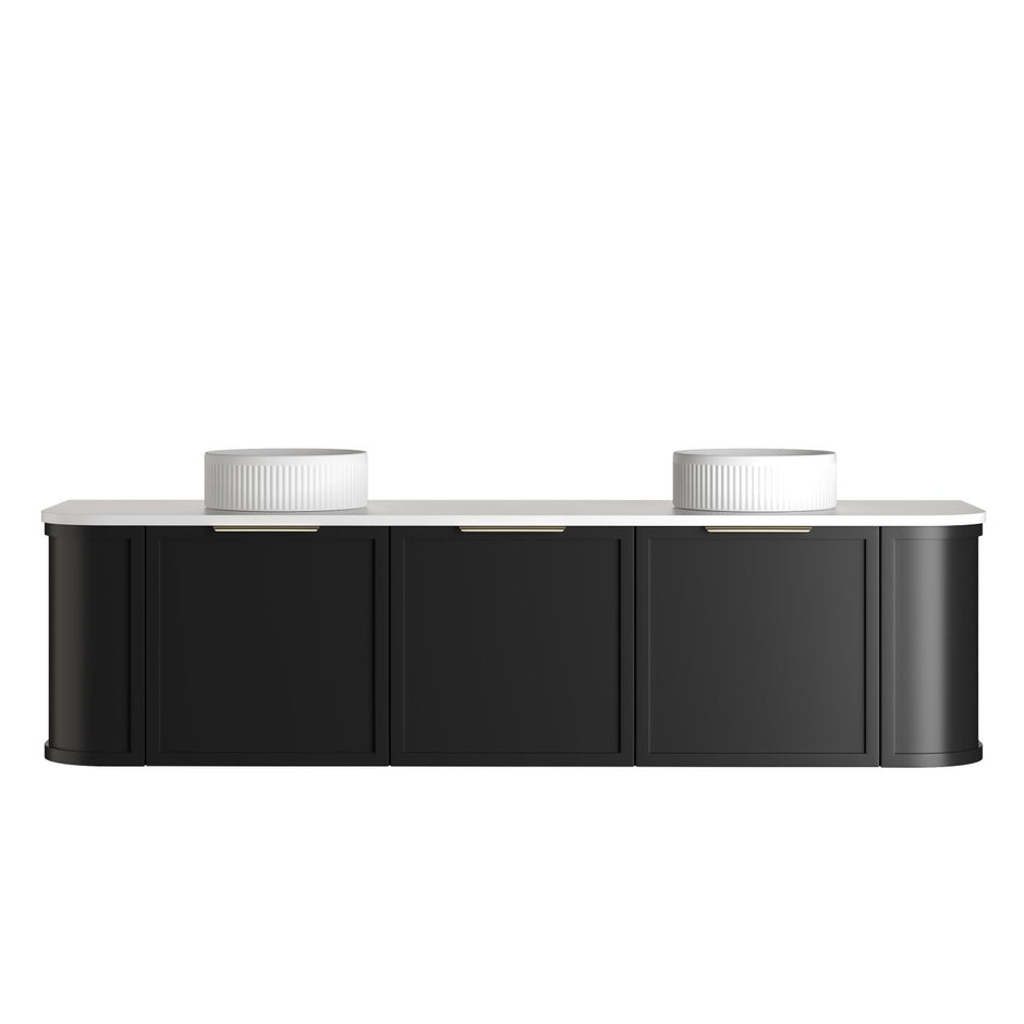 Hampshire 1800mm Satin Black Wall Hung Curve Vanity