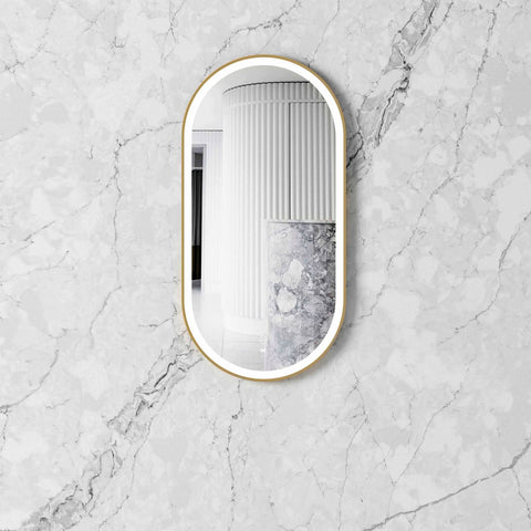 Otti LED Noosa 900(H)x450(W) Gold Metal Frame Tuffi Mirror