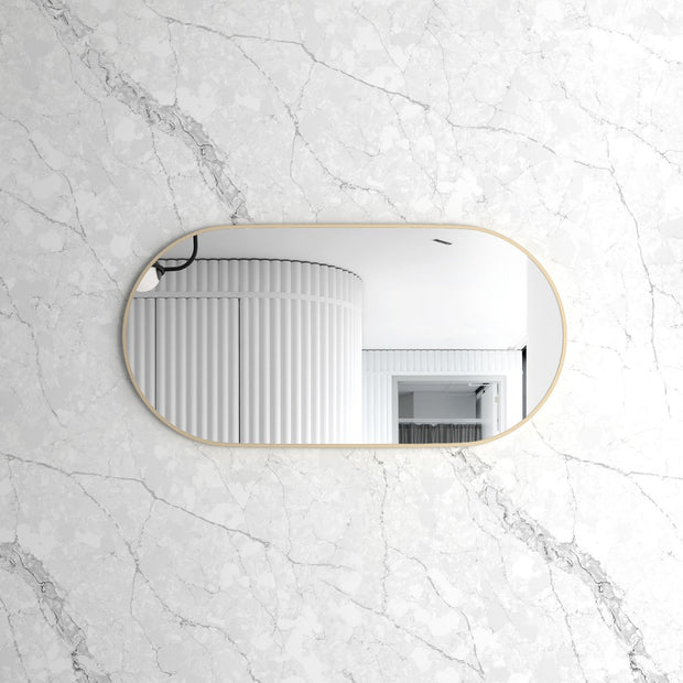Noosa 1200(W)x600(H) Gold Metal Frame Tuffi Mirror- Install Horizontal or Vertical