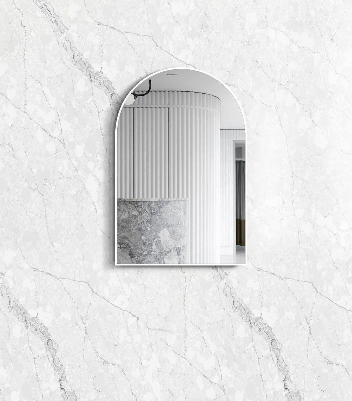 Archie 900(H)x600(W) White Metal Framed Tuffi Mirror