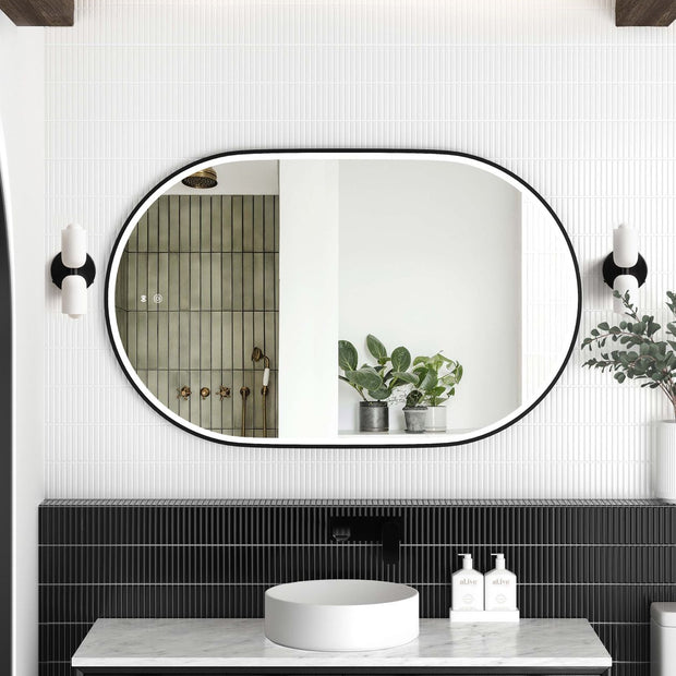 LED Noosa 900(H)x600(W) Black Metal Frame Tuffi Mirror- Install Horizontal or Vertical