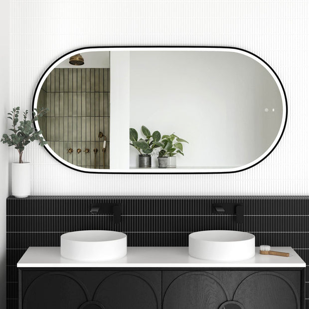 LED Noosa 1500(W)x750(H) Black Metal Frame Tuffi Mirror- Install Horizontal or Vertical