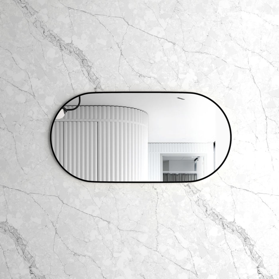 Noosa 1200(W)x600(H) Black Metal Frame Tuffi Mirror- Install Horizontal or Vertical
