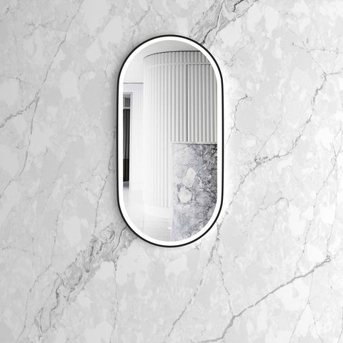 Otti LED Noosa 900(H)x450(W) Black Metal Frame Tuffi Mirror