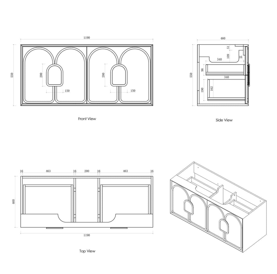Laguna Mark II 1200mm Woodland Oak Wall Hung Vanity