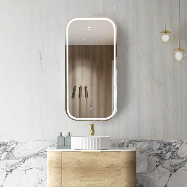 LED Newport 900(H)x450(W) Natural Oak Shaving Cabinet - Premium Edition