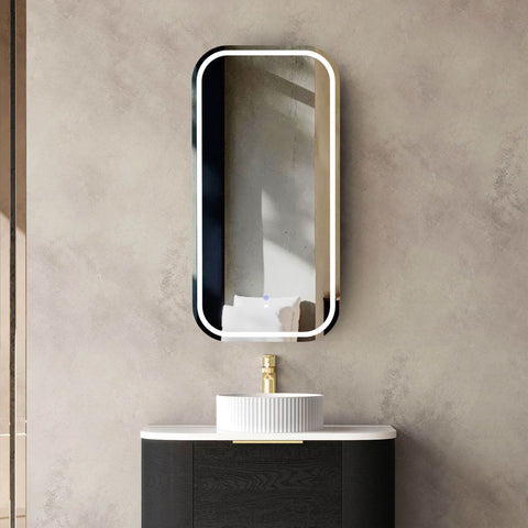 Otti LED Newport 900(H)x450(W) Black Oak Shaving Cabinet, Premium Edition