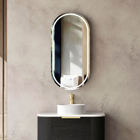 Otti LED Noosa 900(H)x450(W) Black Oak Shaving Cabinet, Premium Edition