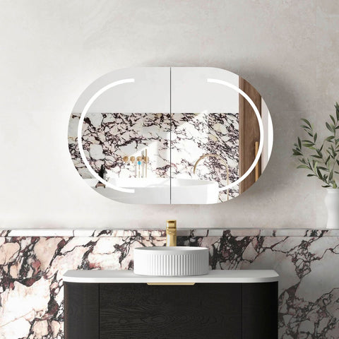 Otti LED Bondi 900(W)x600(H) Black Oak Shaving Cabinet, Premium Edition
