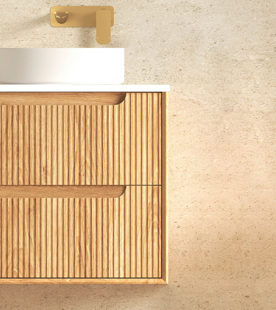 Byron Fluted 600mm Woodland Oak Wall Hung Vanity