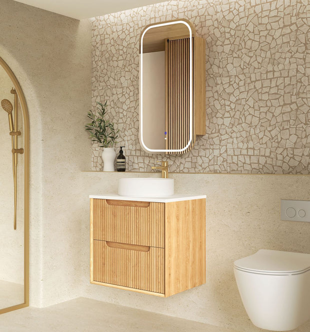 Byron Fluted 600mm Woodland Oak Wall Hung Vanity