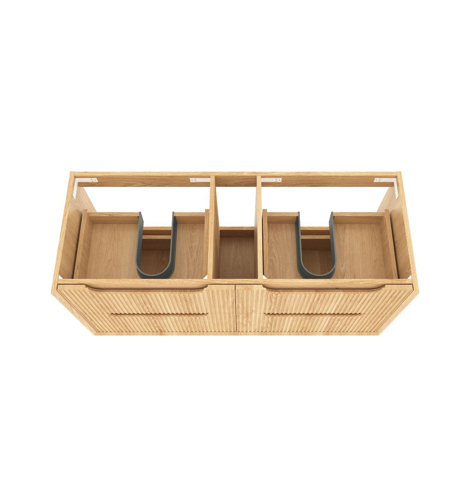 Byron Fluted 1200mm Woodland Oak Four Drawer Wall Hung Vanity