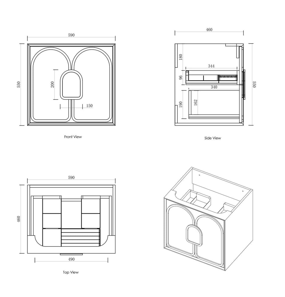 Laguna Mark II 600mm Black Oak Wall Hung Vanity