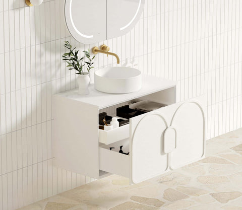 Otti Laguna Mark II 900mm Matte White Wall Hung Vanity
