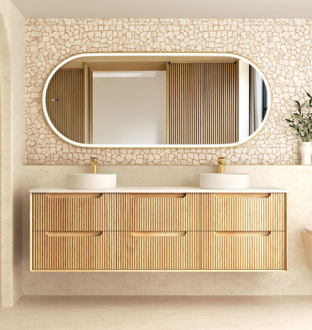 Byron Fluted 1800mm Woodland Oak Wall Hung Vanity