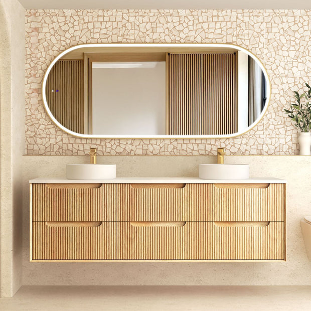 Byron Fluted 1800mm Woodland Oak Wall Hung Vanity