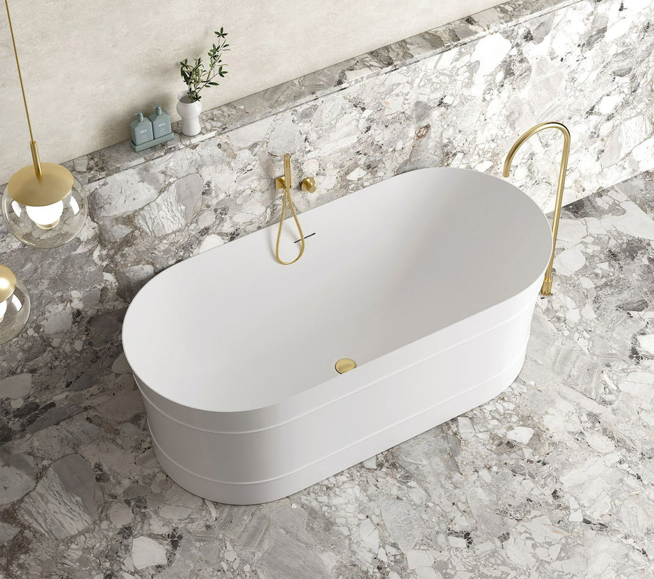 Attica Bondi 1500 Matte White Bath with Overflow