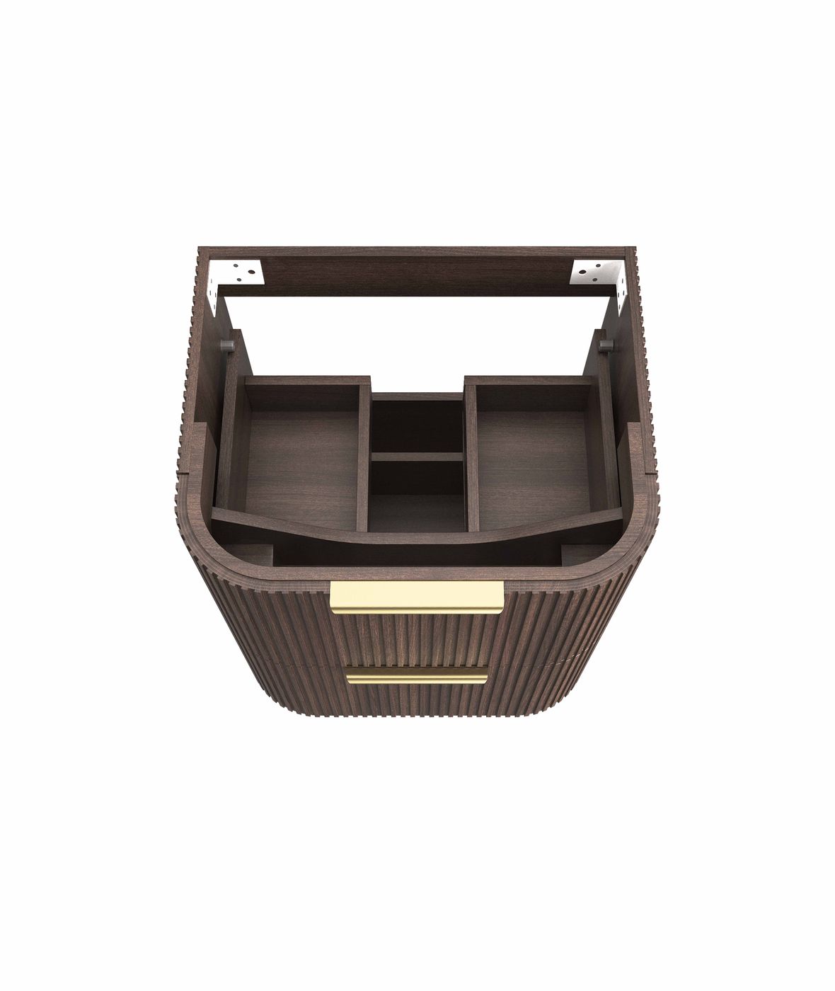 Havana Fluted 600mm Sable Walnut Wall Hung Curve Vanity
