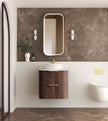 Havana Fluted 600mm Sable Walnut Wall Hung Curve Vanity