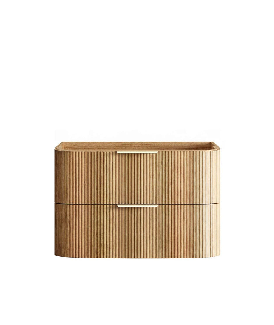 Havana Fluted 900mm Woodland Oak Wall Hung Curve Vanity