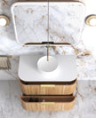 Havana Fluted 900mm Woodland Oak Wall Hung Curve Vanity