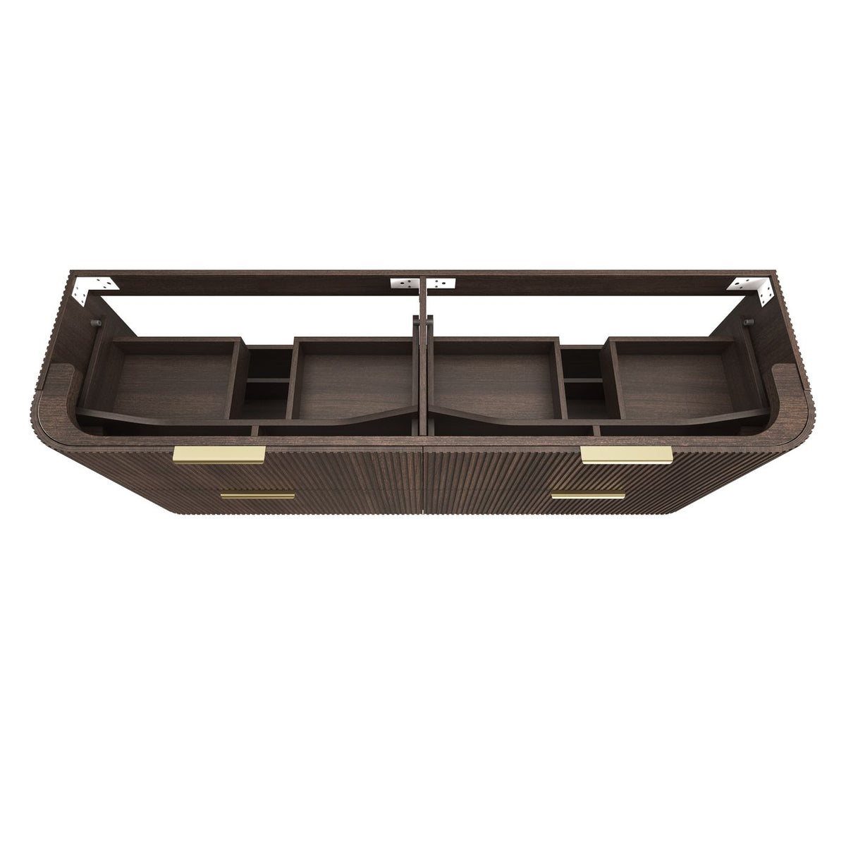 Havana Fluted 1800mm Sable Walnut Wall Hung Curve Vanity
