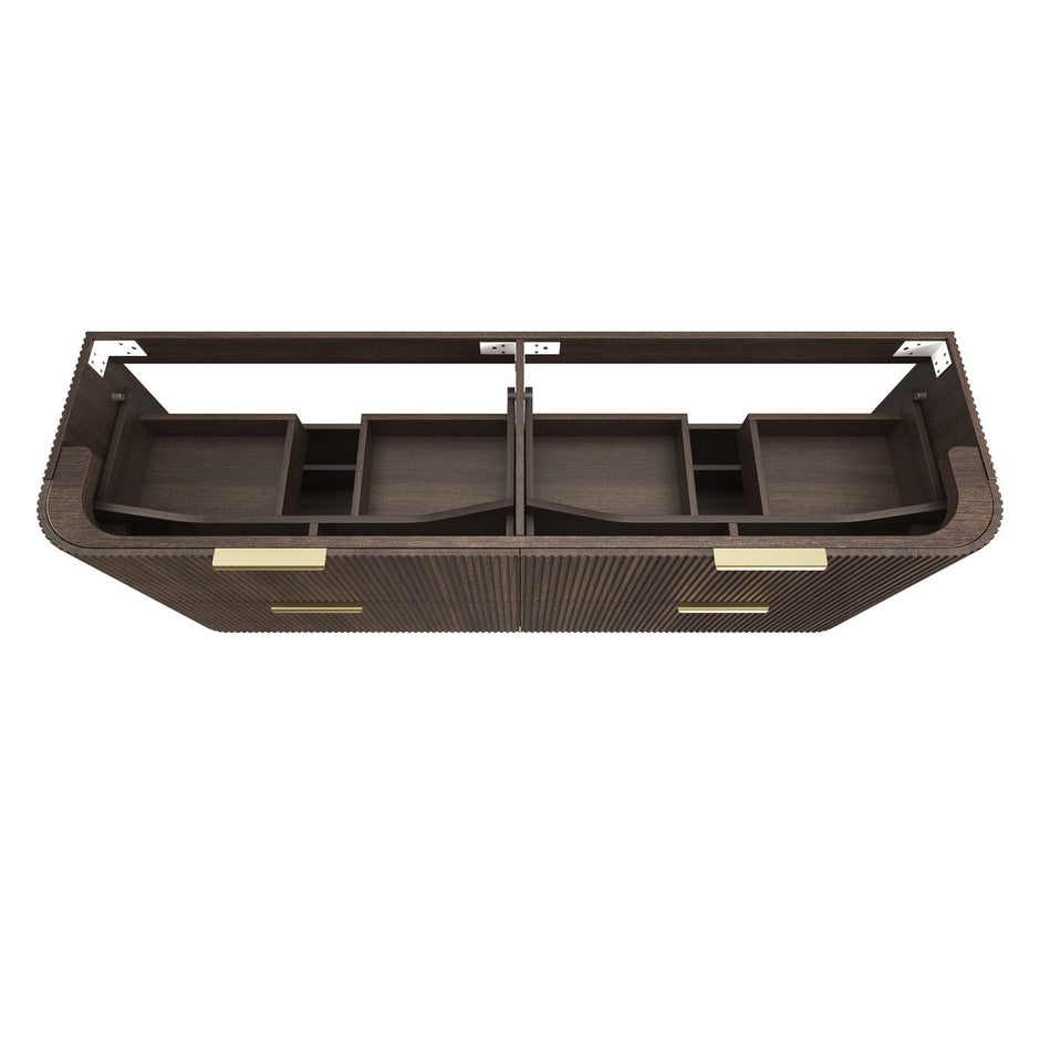 Havana Fluted 1800mm Sable Walnut Wall Hung Curve Vanity