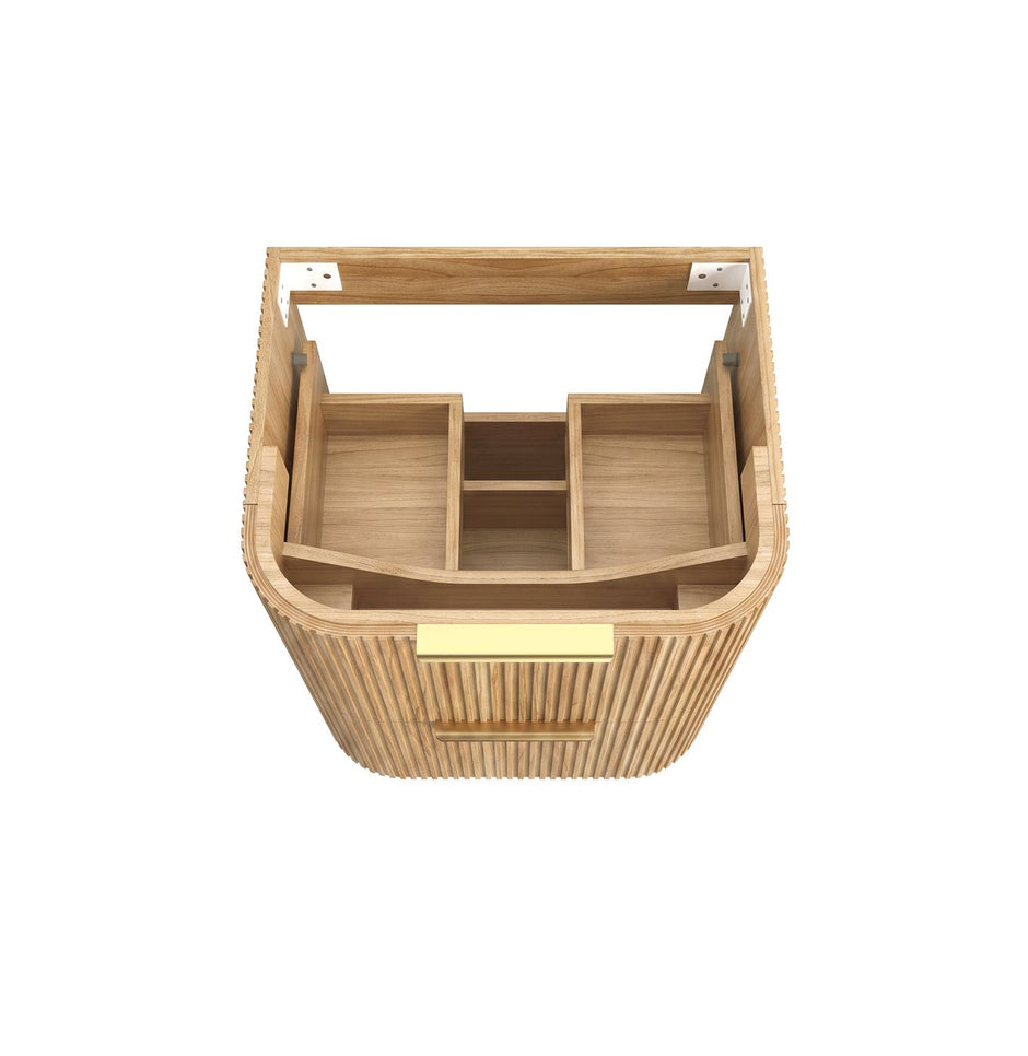 Havana Fluted 600mm Woodland Oak Wall Hung Curve Vanity