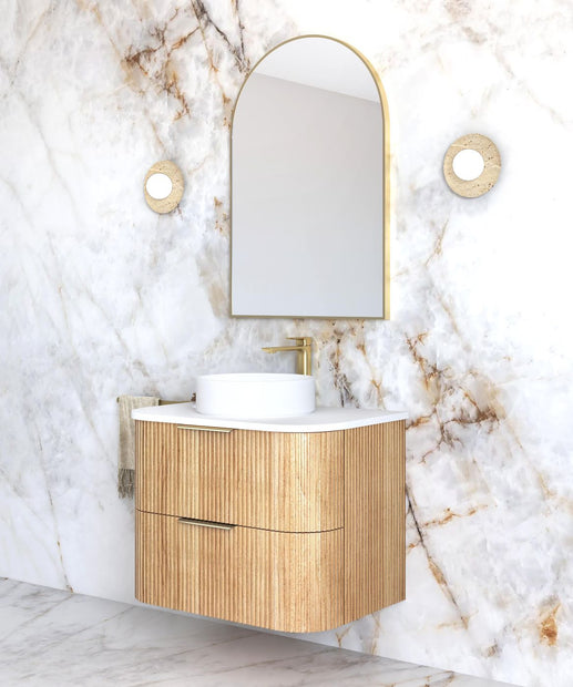 Havana Fluted 750mm Woodland Oak Wall Hung Curve Vanity