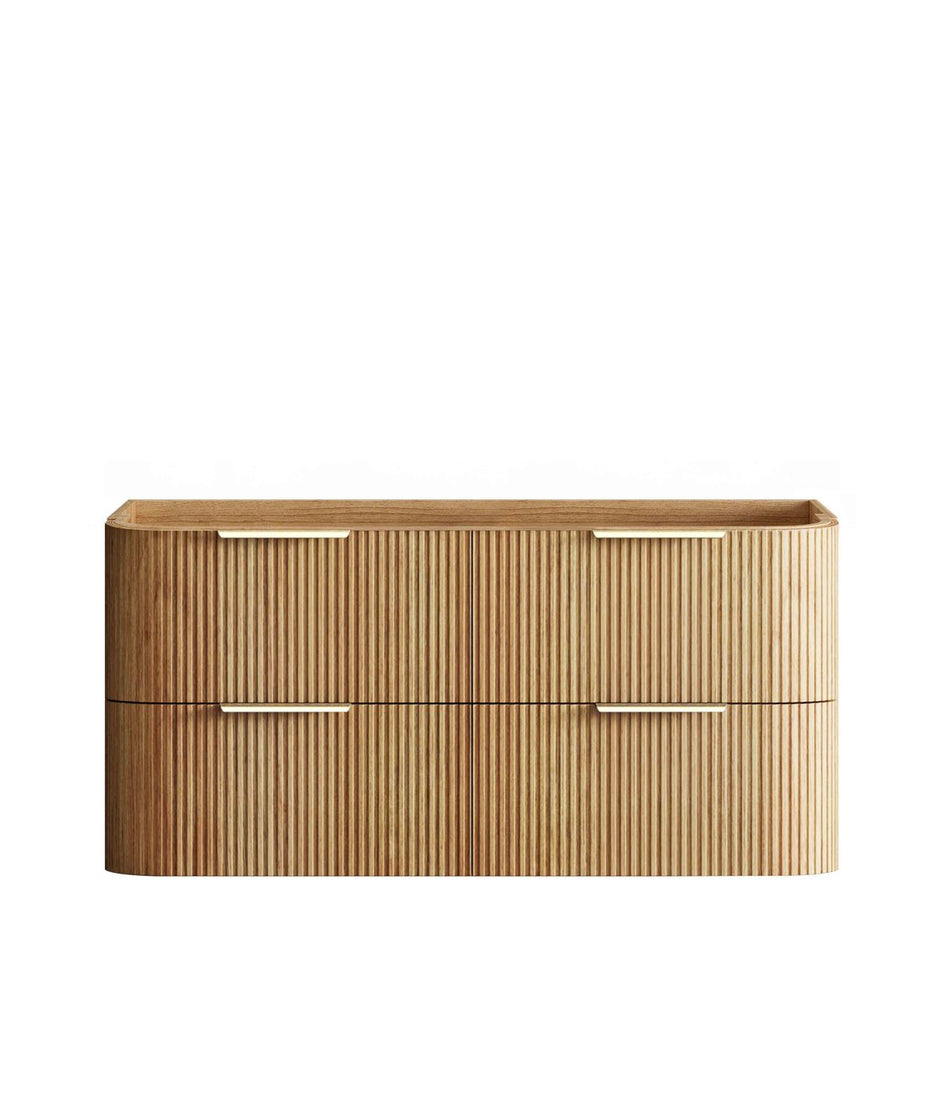 Havana Fluted 1200mm Woodland Oak Wall Hung Curve Vanity