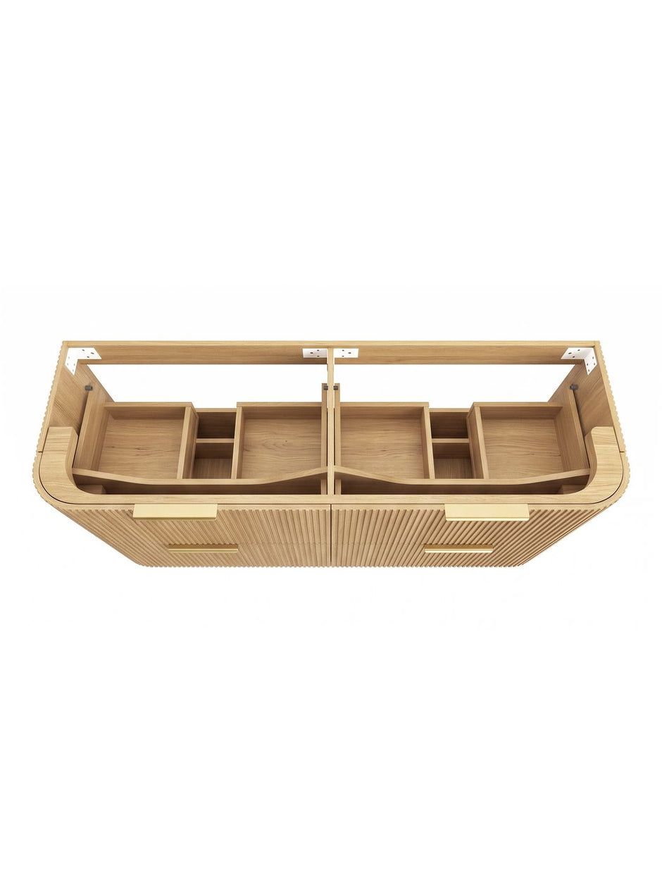 Havana Fluted 1500mm Woodland Oak Wall Hung Curve Vanity