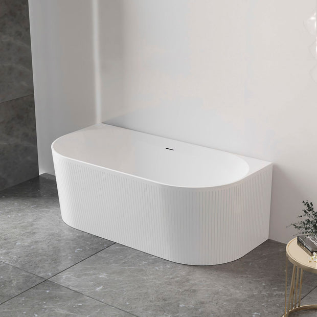 Attica Noosa Fluted 1500 Matte White BTW Multi-fit Bath with Overflow
