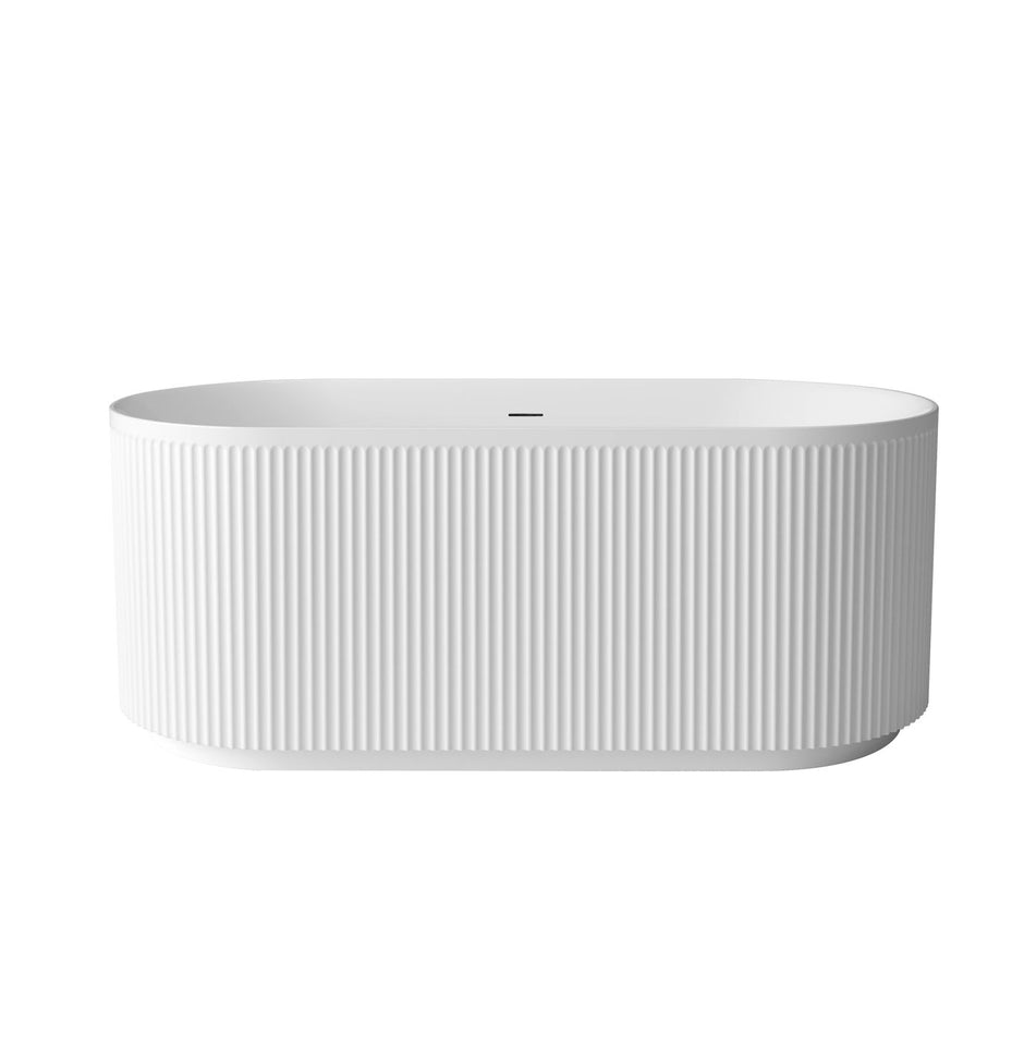 Attica Havana 1500 Matte White Fluted Bath with Overflow