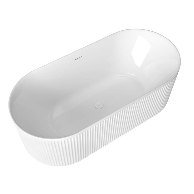 Attica Havana 1700 Gloss White Fluted Bath with Overflow