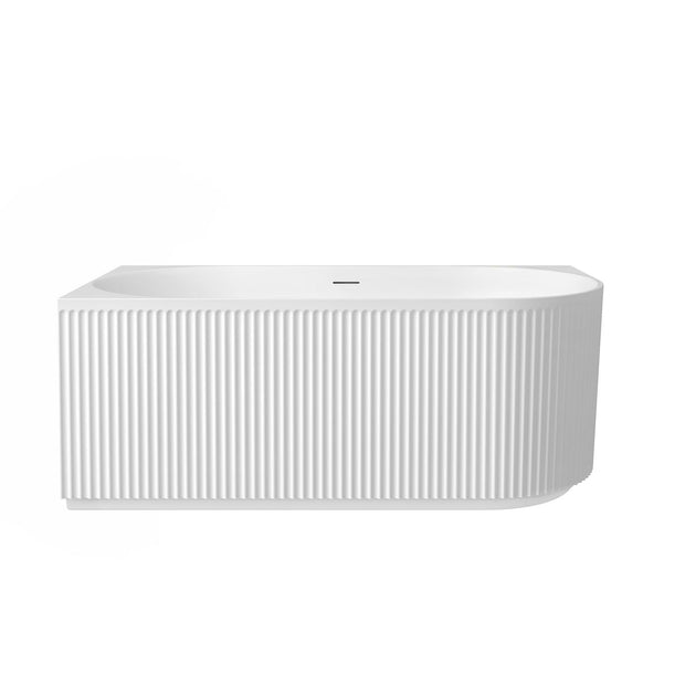 Attica Havana Left Corner 1500 Matte White Fluted Bath with Overflow