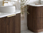Havana Fluted 1200mm Sable Walnut Floorstanding Curve Vanity