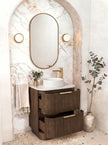 Havana Fluted 600mm Sable Walnut Floorstanding Curve Vanity