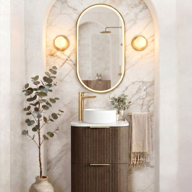 Havana Fluted 600mm Sable Walnut Floorstanding Curve Vanity