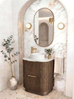 Havana Fluted 600mm Sable Walnut Floorstanding Curve Vanity