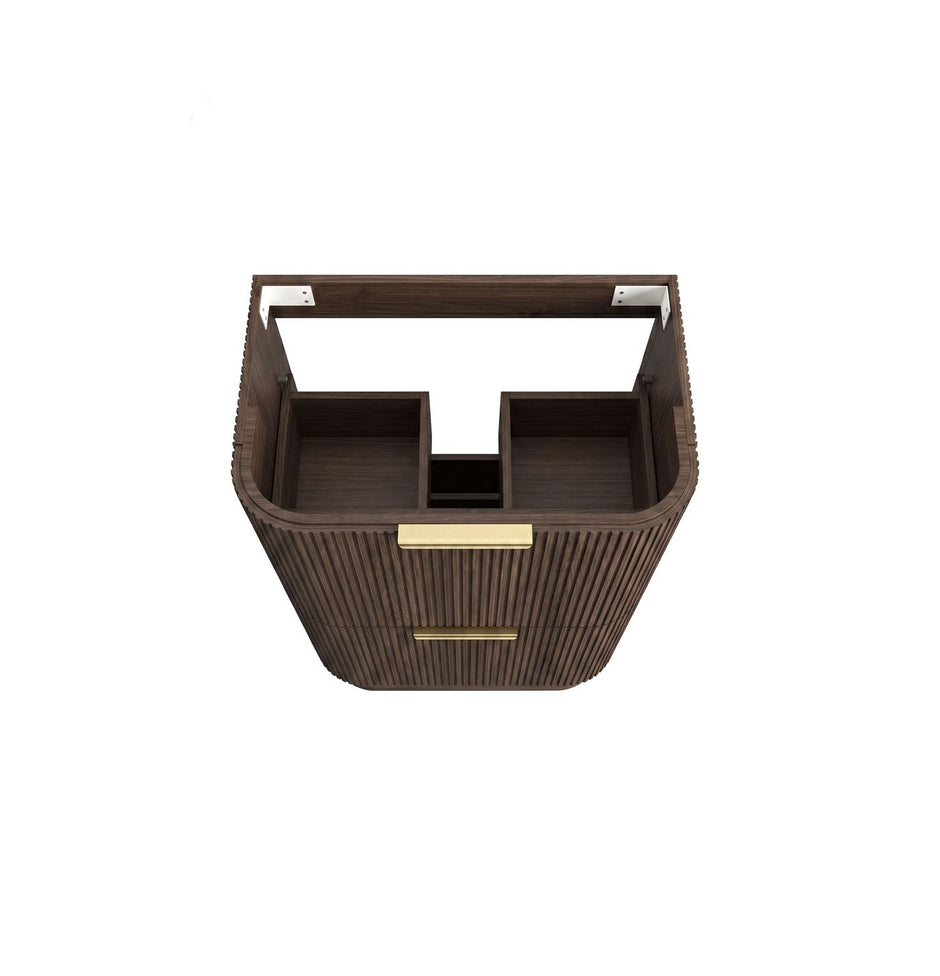 Havana Fluted 750mm Sable Walnut Floorstanding Curve Vanity