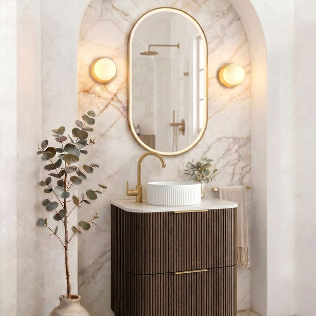 Havana Fluted 750mm Sable Walnut Floorstanding Curve Vanity