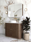 Havana Fluted 900mm Sable Walnut Floorstanding Curve Vanity