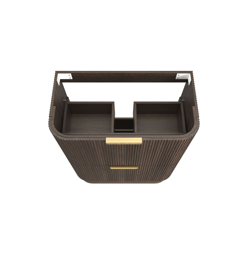 Havana Fluted 900mm Sable Walnut Floorstanding Curve Vanity