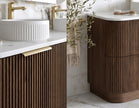 Havana Fluted 1500mm Sable Walnut Floorstanding Curve Vanity