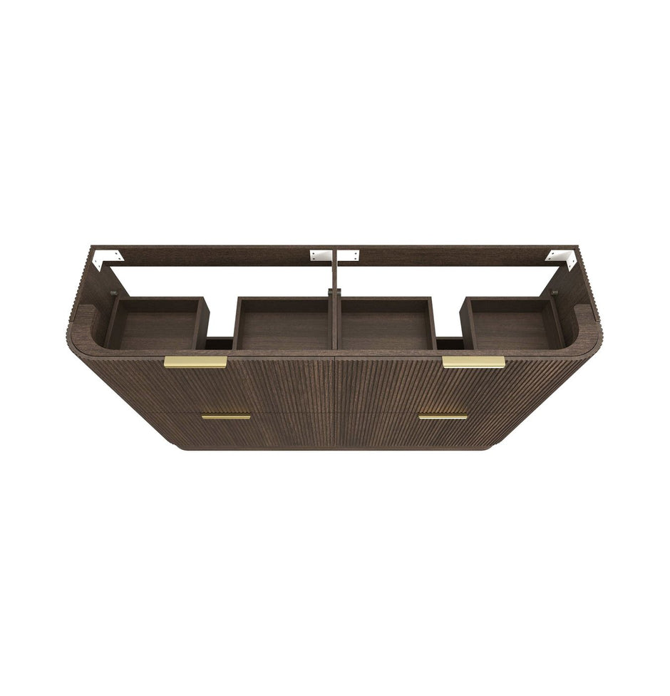 Havana Fluted 1800mm Sable Walnut Floorstanding Curve Vanity