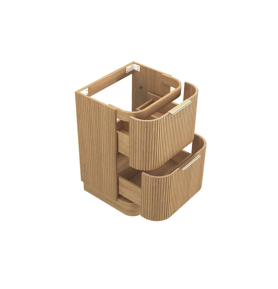 Havana Fluted 600mm Woodland Oak Floorstanding Curve Vanity