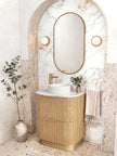 Havana Fluted 600mm Woodland Oak Floorstanding Curve Vanity