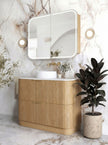 Havana Fluted 900mm Woodland Oak Floorstanding Curve Vanity