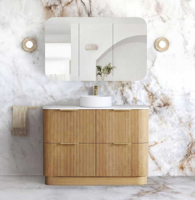 Otti Havana Fluted 1200mm Woodland Oak Floorstanding Curve Vanity