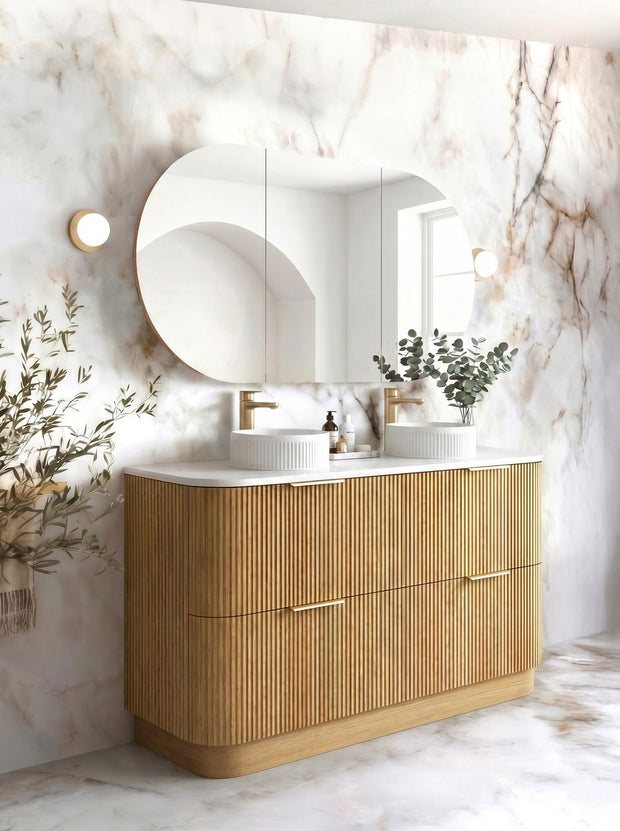 Otti Havana Fluted 1500mm Woodland Oak Floorstanding Curve Vanity